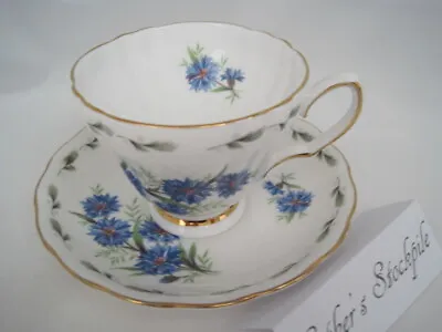 Buy Bone China Scalloped Cup & Saucer Royal Vale England Floral Blue Thistle  • 21.20£