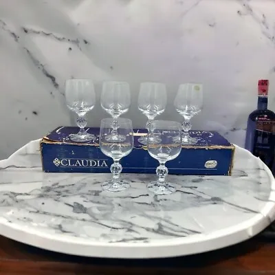 Buy CLAUDIA Vintage Bohemia Crystal Czechoslovakia Set Of SIX Wine Glasses (8 OZ) • 47.24£