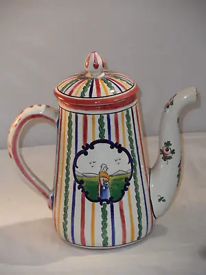 Buy Antique French Faience Painted Pottery Coffee Cafetiere Pot Signed Mon T Dore AR • 24.99£