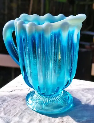 Buy Victorian Opaline Milk Jag, Davidson Pearline Glass Opalescent Turquoise Blue • 25.16£