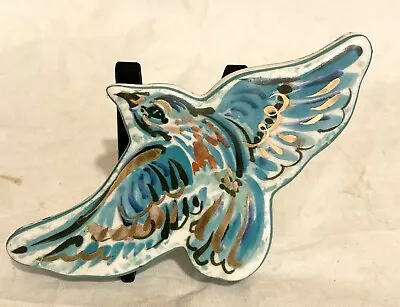 Buy Ceramic Pottery Lidded Trinket Pot Bird In Flight Shape Blue Approx. 6 Ins Long • 9.99£