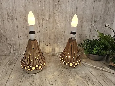 Buy Vintage 2 Pair Shelf Pottery Halifax Brutalist Table Lamp 70's German Lava Light • 145£