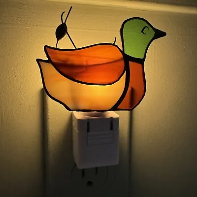 Buy Mallard Duck Night Light Sun Catcher Stained Glass Plug In Lamp Real Glass Vtg • 14.17£