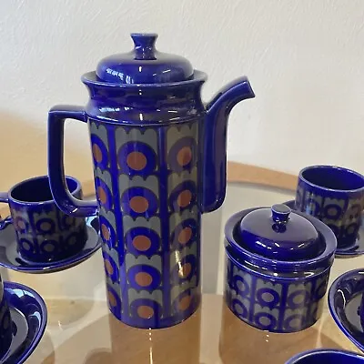 Buy Arthur Wood Studio Cobalt Blue Coffee Set Cups Pot Mug Retro Circles Vintage MCM • 49.99£