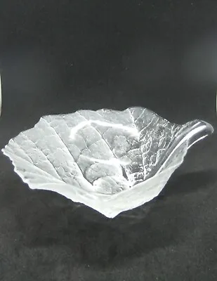 Buy Mats Jonasson Folia Leaf Bowl Dish Art Glass Frosted Crystal Sweden Swedish • 9.99£
