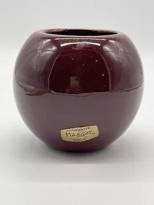 Buy Haeger Orb Ball Ceramic Vase Planter Dark Burgundy 1940’s W/ Label 4” • 24.07£
