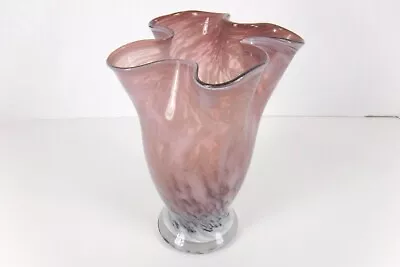 Buy Vintage Hand Blown Art Glass Vase Amethyst Purple Handkerchief Swirl 5 7/8   • 17.53£