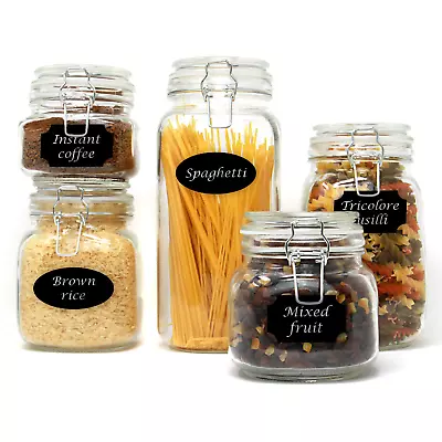 Buy Glass Storage Jars Clip Top Airtight Vintage Kitchen Containers - Set Of 5 | M&W • 16.99£