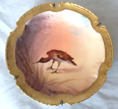 Buy Vintage Limoges  Hand Painted  & Signed  Muville Cabinet Plate Game Bird Piper? • 34.95£