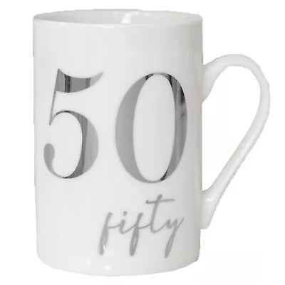 Buy White Bone China Mug With Silver Foil Number - Choose Birthday Age • 9.44£