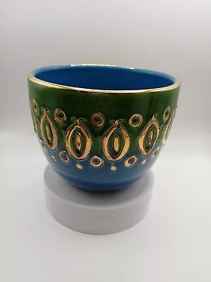Buy Vintage Bitossi Aldo Londi Mid Century Blue And Green Vessel Vase Bowl Planter • 198.45£