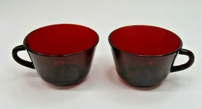 Buy VTG Royal Ruby Red Depression Glass Coffee Cup Anchor Hocking Pair • 16.32£