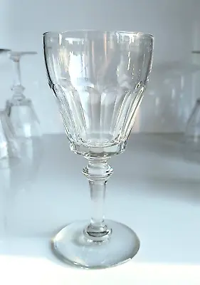 Buy Victorian Wine Glasses Long Facet Cut Clear Crystal Glass & Knop Unmarked Englis • 10£