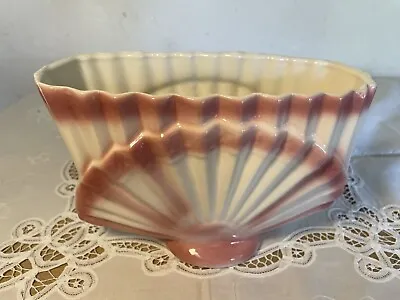 Buy Vintage Pink And White Shell Shaped Fan Vase. Porcelain Art Decco Style • 12.99£