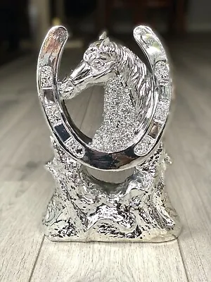 Buy Crushed Diamond Horse Shoe Ornament Crystal Gypsy Traveller Display Bling • 29.99£
