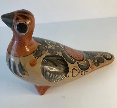 Buy Tonala Mexican Folk Art Pottery Brown Bird 8” Long Tan Orange Black • 17.58£