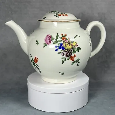 Buy Rare C1765 First Period Worcester Teapot With Meissen-style Floral Sprays • 325£