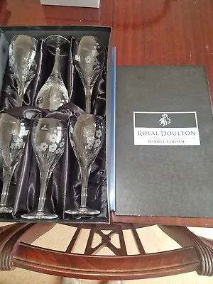 Buy Royal Doulton Large Crystal Wine Glasses Chelsea Pattern X 6 Boxed. 280Ml • 100£