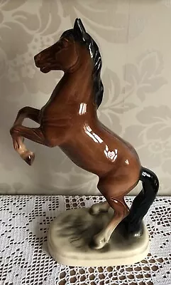 Buy Vintage German Hertwig Glazed Brown Ceramic Horse Figurine • 20£