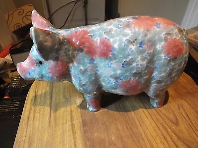 Buy Big China Pig Ornament, Floral Pattern 13 Inches Long. • 13.99£