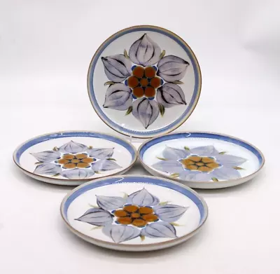 Buy DENBY / LANGLEY Chatsworth Plates Set Of 4 Side Salad Plates 21cm Blue Flower • 4.99£