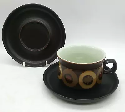 Buy Denby Arabesque Large Breakfast Cup & Two Saucers Vintage 1970s Retro Stoneware • 19.99£