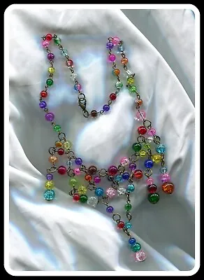 Buy Vintage Colourful Crackle Glass Festoon Necklace. • 34.99£