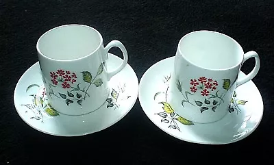 Buy Queen Anne 'KANSAS' BONE CHINA Orange Red Flowers Patt Cups And Saucers X2 C1950 • 9.99£