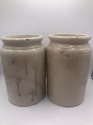 Buy 2 Old Rolled Top Stoneware Jam/marmalade Pots (a) Tall • 12£