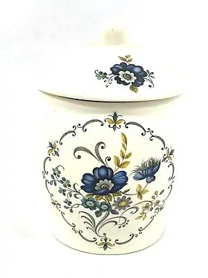 Buy Vintage Poole Pottery Sugar Bowl From Purbeck Gifts England White Blue Flowers • 15.37£