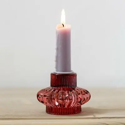 Buy Coloured Glass Reversible Dinner Candle Stick Tea Light Votive Holder Large Duo • 5£