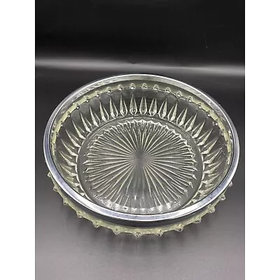Buy Vintage Pressed Glass Chrome Rim Serving Bowl 8 1/2  D • 14.23£
