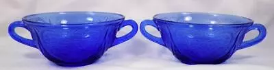 Buy 2 Blue Royal Lace Cream Soup Bowls Depression Glass Hazel Atlas Vintage Good • 137.34£