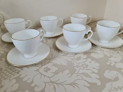 Buy Royal Grafton Bone China White And 'gold' Classy Tea Cups And Saucers X 6 • 31£