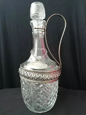Buy Vintage Cut Glass Decanter With Metal Handle • 19.49£