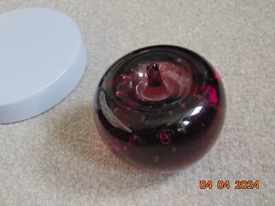 Buy Vintage Glass Paperweight, Apple.  Dusky Pink In Colour. Heavy • 5£