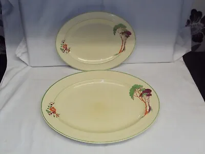 Buy Pair Art Deco Tree Pattern Oval Serving Platters Crown Ducal Reg No 784158 • 20£