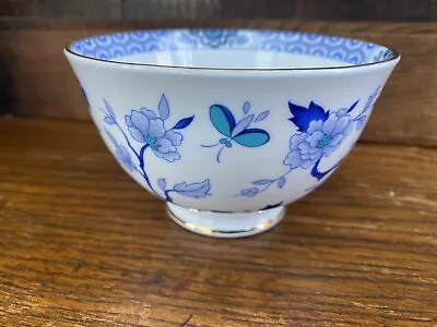 Buy Vintage Royal Grafton Dynasty Fine Bone China Blue & White Bowl With Flowers VGC • 8£