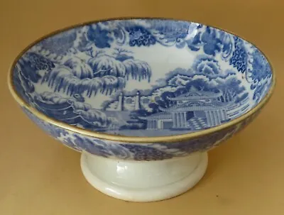 Buy Antique Pearlware Blue & White Woolley Ornate Pagodaspattern Fotted Bowl C1815 • 40£