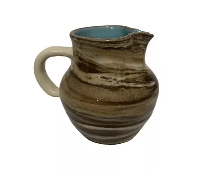Buy Small Blue And Brown Swirl Pottery Jug • 3.50£