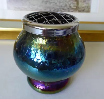 Buy Vintage Heron Iridescent Art Glass Vase • 22£