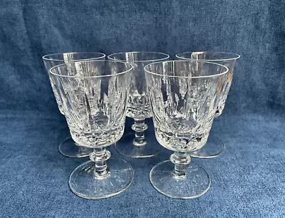 Buy Set 5 Vintage Hand Cut Crystal Glass Short Stem Wine Glasses • 29.99£