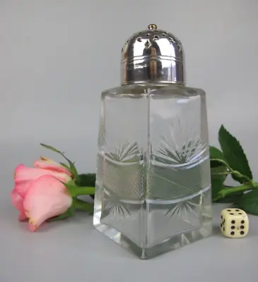 Buy Sugar Caster Shaker Sifter. Cut Crystal Glass. Silver Plated Lid. 1920's Vintage • 12.99£