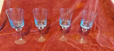 Buy Lovely Set Of 4 Blue Wine Goblets / Glasses(8 1/8  Tall) • 14.99£