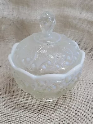 Buy Fenton French Opalescent Lily Of The Valley Covered Bowl With Lid • 61.73£