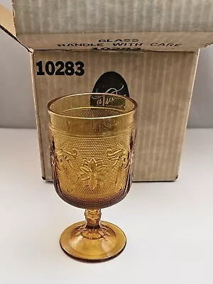 Buy 1970s Imperial Glass Tiara Daisy Sandwich Amber Glass Wine Goblet Set Of 4 • 28.77£