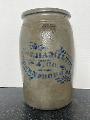 Buy Antique Cobalt Crock JAS. HAMILTON & CO. Greensboro PA Salt Glazed Stoneware • 124.52£
