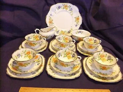 Buy Royal Albert Crown China 21 Piece 1920s Tea Set, Cake / Sandwich Plate & Sides. • 90£