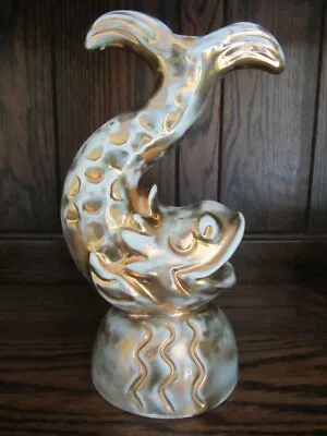 Buy JERSEY POTTERY Stylised FISH GOLD 1960's  GOOD LUCK Decorator Piece LAMP BASE • 79.99£