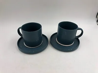 Buy Sunday Morning Ceramic 14oz Blue Teacup & Saucer Set For 2 DD01B32007 • 25.71£